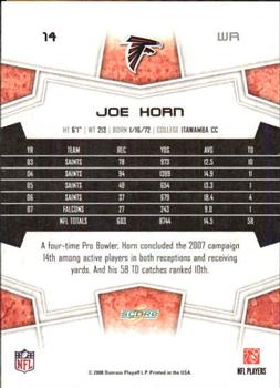 2008 Score - Super Bowl XLIII Black #14 Joe Horn Back