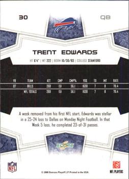 2008 Score - Super Bowl XLIII Black #30 Trent Edwards Back