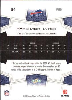 2008 Score - Super Bowl XLIII Black #31 Marshawn Lynch Back