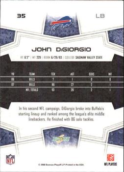 2008 Score - Super Bowl XLIII Black #35 John DiGiorgio Back