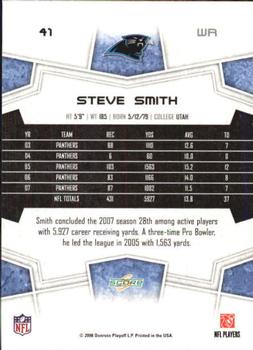 2008 Score - Super Bowl XLIII Black #41 Steve Smith Back