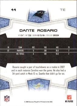 2008 Score - Super Bowl XLIII Black #44 Dante Rosario Back