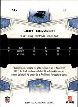 2008 Score - Super Bowl XLIII Black #46 Jon Beason Back