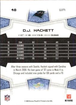 2008 Score - Super Bowl XLIII Black #48 D.J. Hackett Back