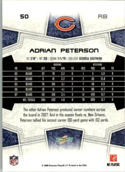 2008 Score - Super Bowl XLIII Black #50 Adrian Peterson Back