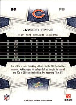 2008 Score - Super Bowl XLIII Black #56 Jason McKie Back
