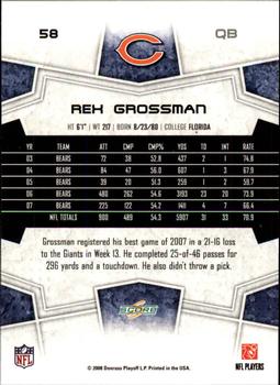 2008 Score - Super Bowl XLIII Black #58 Rex Grossman Back