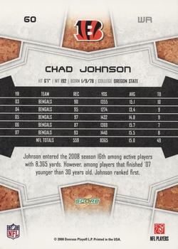 2008 Score - Super Bowl XLIII Black #60 Chad Johnson Back