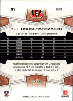 2008 Score - Super Bowl XLIII Black #61 T.J. Houshmandzadeh Back