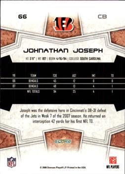 2008 Score - Super Bowl XLIII Black #66 Johnathan Joseph Back