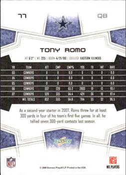 2008 Score - Super Bowl XLIII Black #77 Tony Romo Back