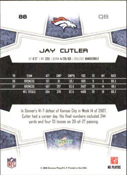 2008 Score - Super Bowl XLIII Black #88 Jay Cutler Back
