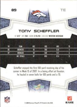 2008 Score - Super Bowl XLIII Black #89 Tony Scheffler Back