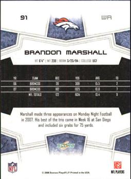 2008 Score - Super Bowl XLIII Black #91 Brandon Marshall Back
