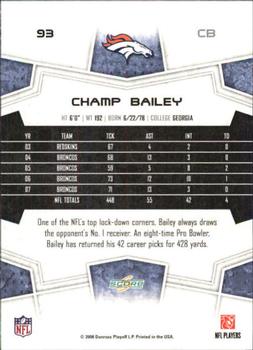 2008 Score - Super Bowl XLIII Black #93 Champ Bailey Back