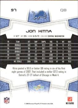 2008 Score - Super Bowl XLIII Black #97 Jon Kitna Back