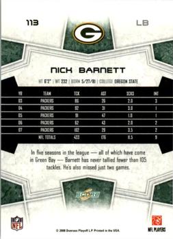2008 Score - Super Bowl XLIII Black #113 Nick Barnett Back