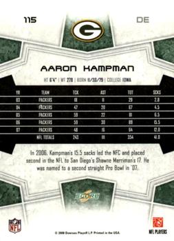 2008 Score - Super Bowl XLIII Black #115 Aaron Kampman Back
