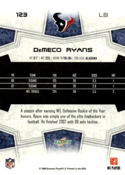 2008 Score - Super Bowl XLIII Black #123 DeMeco Ryans Back