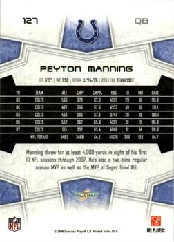 2008 Score - Super Bowl XLIII Black #127 Peyton Manning Back