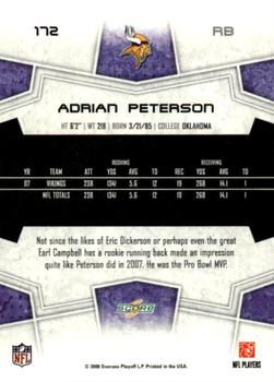 2008 Score - Super Bowl XLIII Black #172 Adrian Peterson Back
