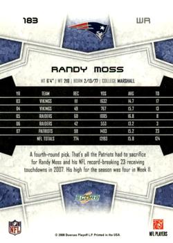 2008 Score - Super Bowl XLIII Black #183 Randy Moss Back