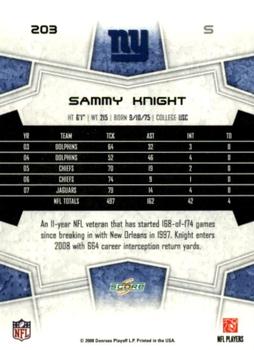 2008 Score - Super Bowl XLIII Black #203 Sammy Knight Back