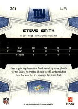 2008 Score - Super Bowl XLIII Black #211 Steve Smith Back