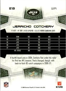 2008 Score - Super Bowl XLIII Black #219 Jerricho Cotchery Back