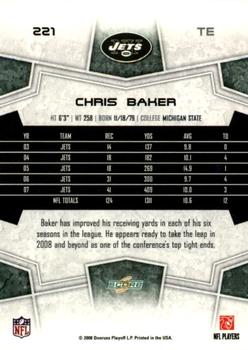 2008 Score - Super Bowl XLIII Black #221 Chris Baker Back