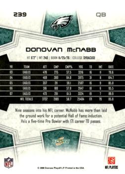 2008 Score - Super Bowl XLIII Black #239 Donovan McNabb Back