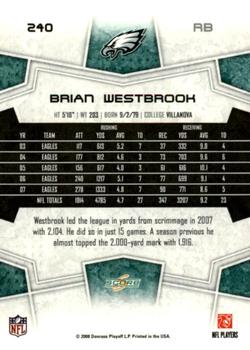 2008 Score - Super Bowl XLIII Black #240 Brian Westbrook Back