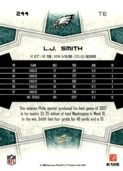 2008 Score - Super Bowl XLIII Black #244 L.J. Smith Back