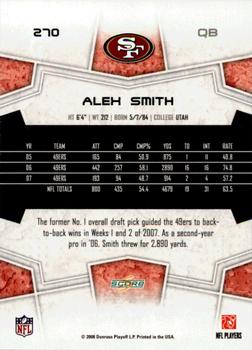 2008 Score - Super Bowl XLIII Black #270 Alex Smith Back
