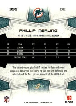 2008 Score - Super Bowl XLIII Black #355 Phillip Merling Back