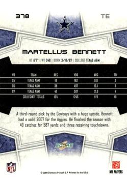 2008 Score - Super Bowl XLIII Black #378 Martellus Bennett Back