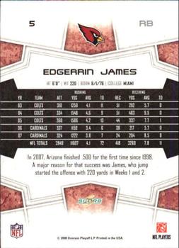 2008 Score - Super Bowl XLIII Blue #5 Edgerrin James Back