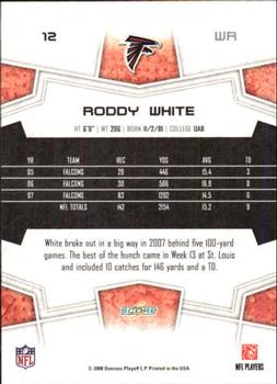 2008 Score - Super Bowl XLIII Blue #12 Roddy White Back