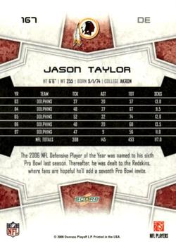 2008 Score - Super Bowl XLIII Blue #167 Jason Taylor Back