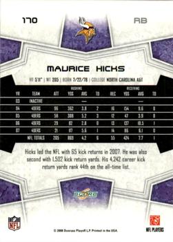 2008 Score - Super Bowl XLIII Blue #170 Maurice Hicks Back