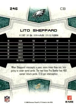 2008 Score - Super Bowl XLIII Blue #246 Lito Sheppard Back