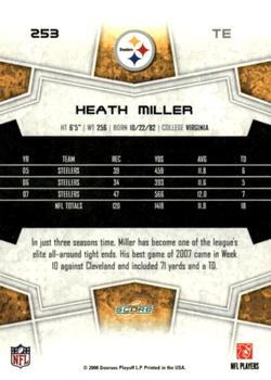 2008 Score - Super Bowl XLIII Blue #253 Heath Miller Back