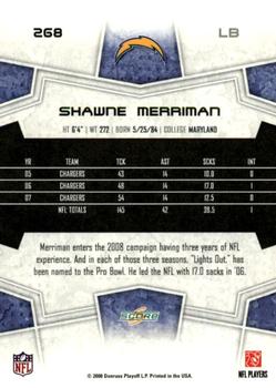 2008 Score - Super Bowl XLIII Blue #268 Shawne Merriman Back