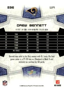 2008 Score - Super Bowl XLIII Blue #296 Drew Bennett Back