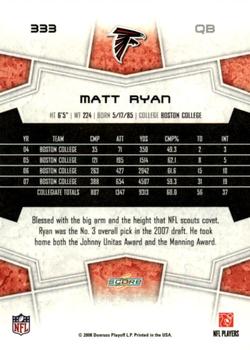 2008 Score - Super Bowl XLIII Blue #333 Matt Ryan Back