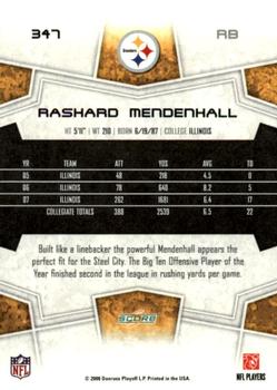 2008 Score - Super Bowl XLIII Blue #347 Rashard Mendenhall Back