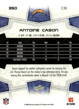 2008 Score - Super Bowl XLIII Blue #350 Antoine Cason Back