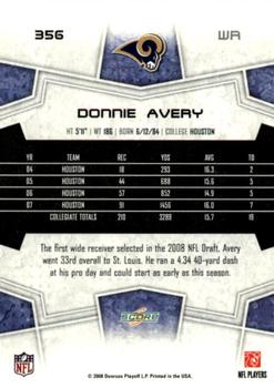 2008 Score - Super Bowl XLIII Blue #356 Donnie Avery Back