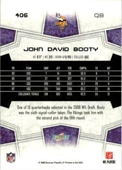 2008 Score - Super Bowl XLIII Blue #406 John David Booty Back