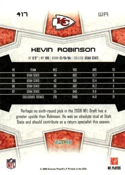 2008 Score - Super Bowl XLIII Blue #417 Kevin Robinson Back